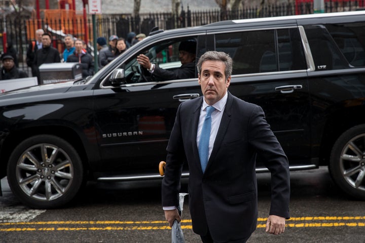 Michael Cohen, a longtime personal lawyer and confidante for President Donald Trump, arrives at the United States District Court Southern District of New York on April 16, 2018, in New York City.