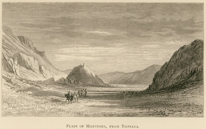 Η πεδιάδα της Μαντίνειας από τα Τσιπιανά. Farrer, Richard Ridley, A Tour in Greece 1880, Εδιμβούργο, William Blackwood, 1882.