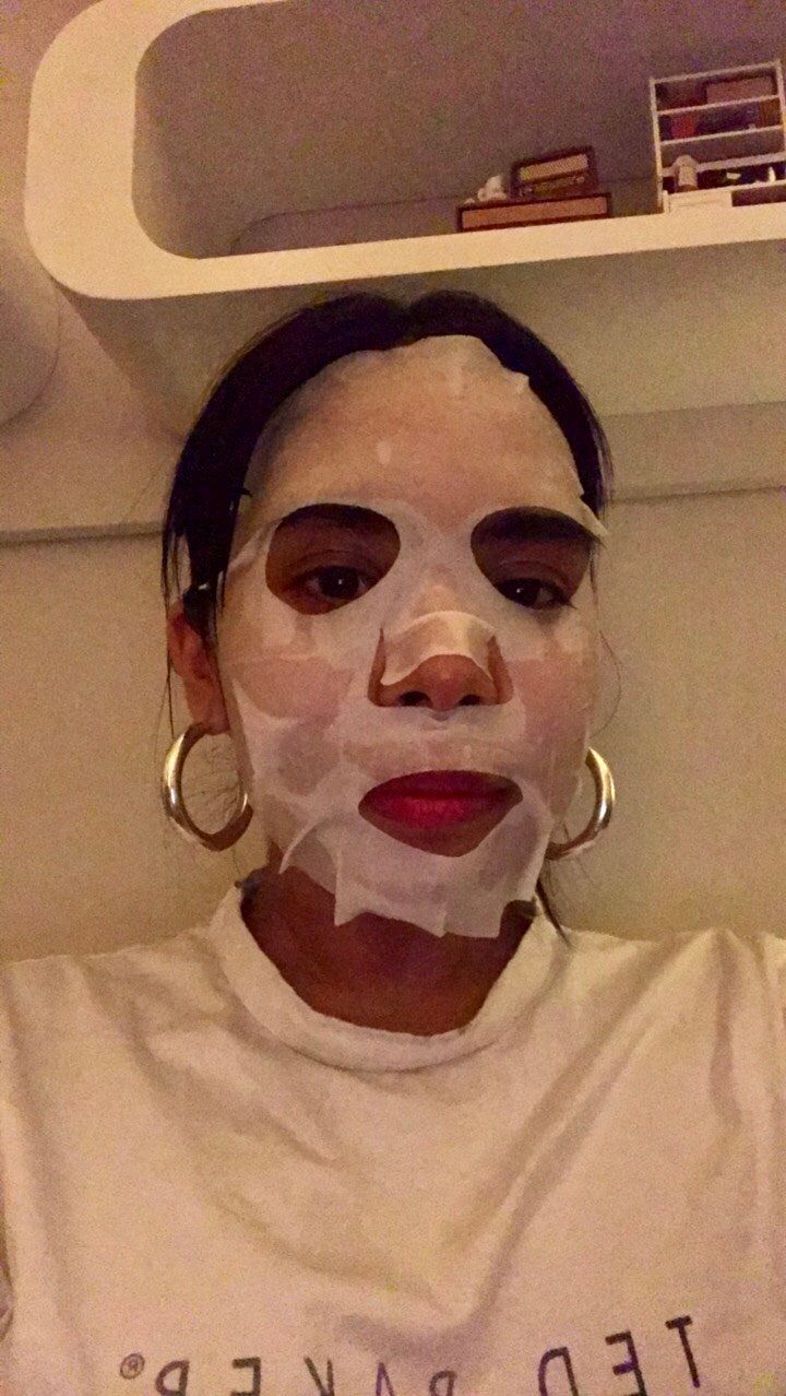 Truly terrifying in the Tony Moly sheet mask.