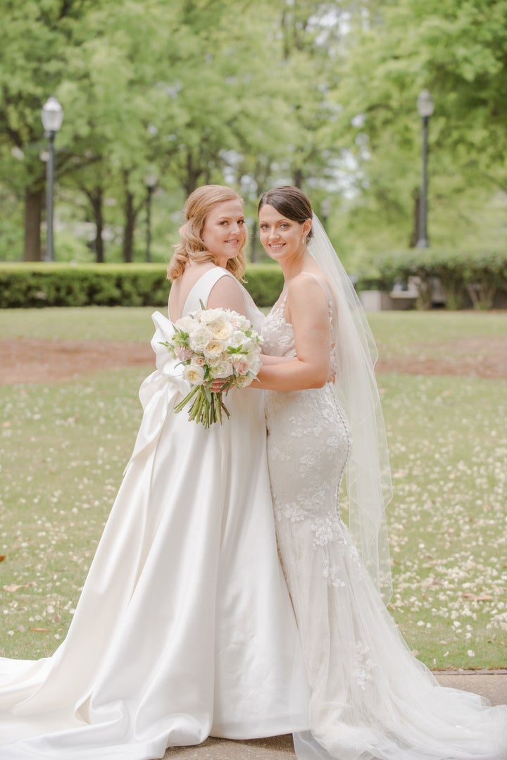 Deidre Downs Gunn (right) married Abbott Jones at Alabama's Birmingham Museum of Art on April 14.