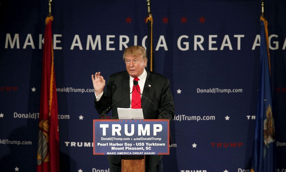 Trump calls for a "complete shutdown" of Muslims entering the U.S. during a South Carolina campaign speech in December 2015.