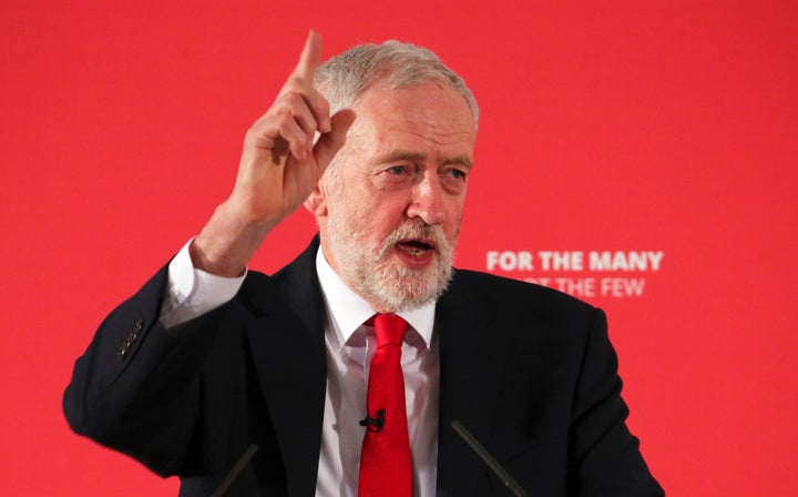 Jeremy Corbyn, the leader of Britain's Labor Party, speaks at the launch of a local election campaign, in London.