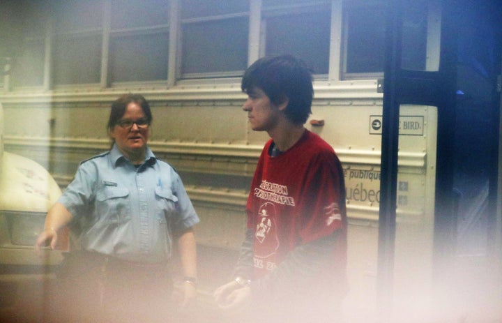 Alexandre Bissonnette, a suspect in a shooting at a Quebec City mosque, arrives at the court house in Quebec City, Quebec, Canada, on Feb. 21, 2017.