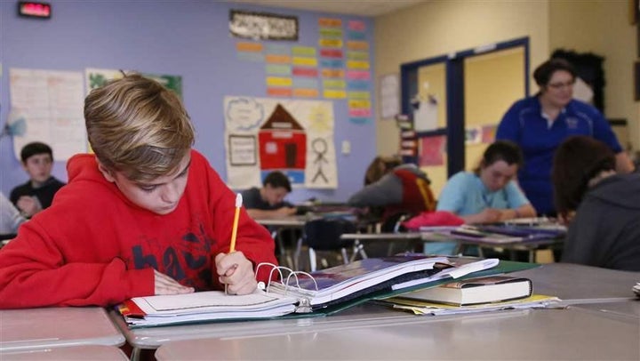 A seventh-grader in an English class in Newcastle, Oklahoma, where schools are open only four days a week. A four-day schedule — long popular in rural Western communities — is becoming more common elsewhere as school leaders search for ways to both attract teachers and save money.