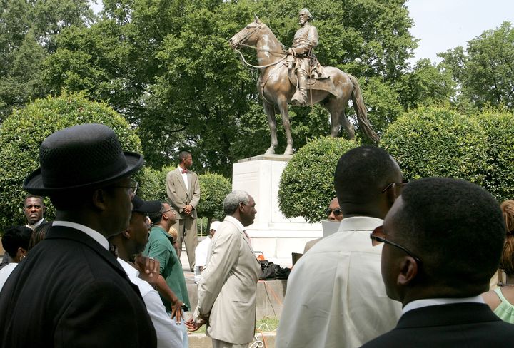 Back in 2005, protesters rallied against the name of Memphis' Nathan Bedford Forrest Park in front of a statue of the Confederate general.