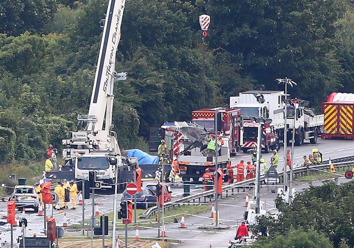 The aftermath of the 2015 Shoreham Air Show crash 