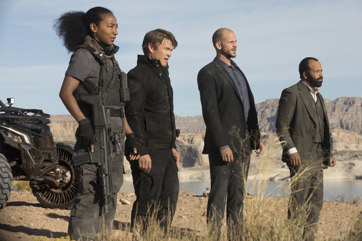 Betty Gabriel, Luke Hemsworth, Gustaf Skarsgård and Jeffrey Wright in "Westworld."
