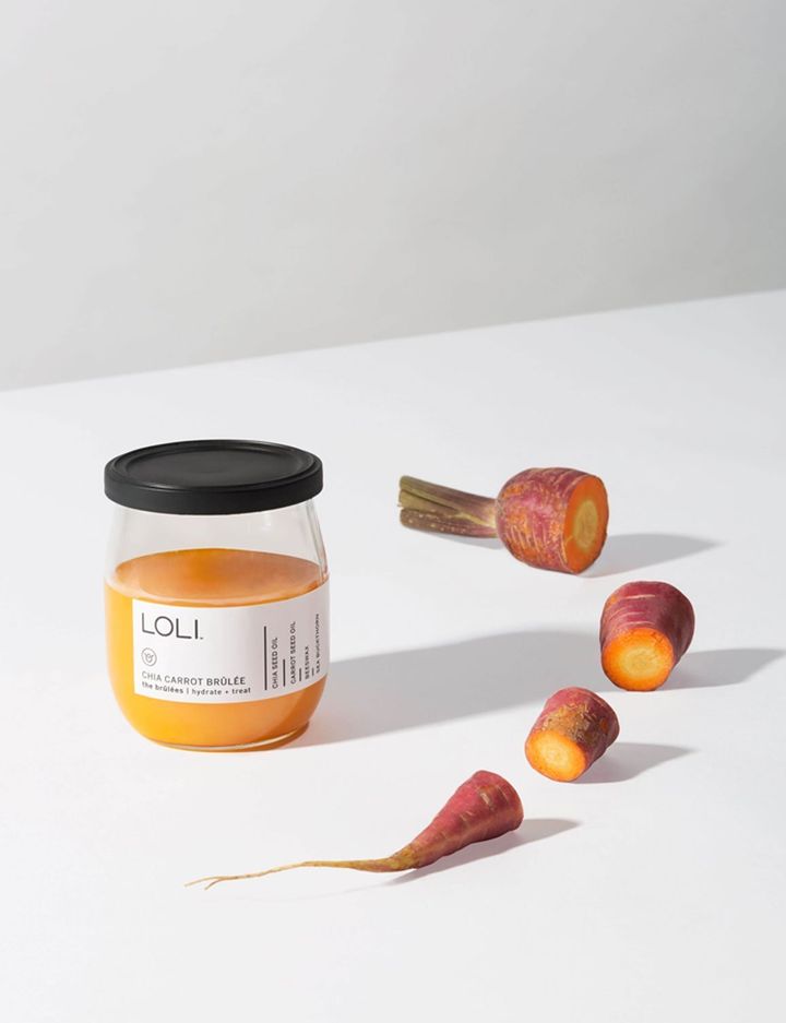 LOLI (Living Organic Loving Ingredients) offer products such as Chia Carrot Brûlée, which promotes glowing and youthful skin.