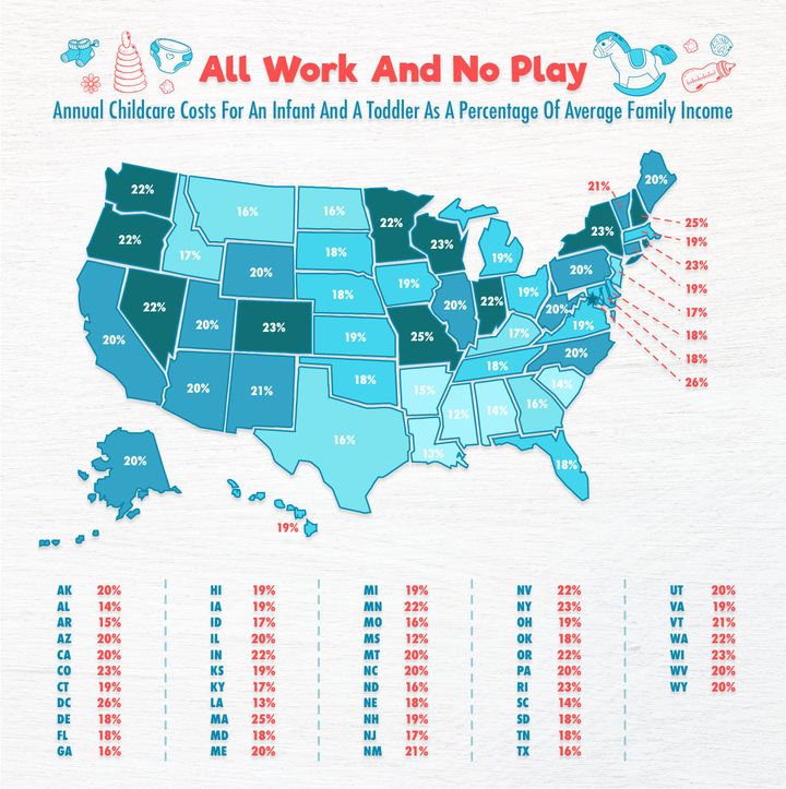 These Maps Show The Average Cost Of Childcare In Each State HuffPost Life