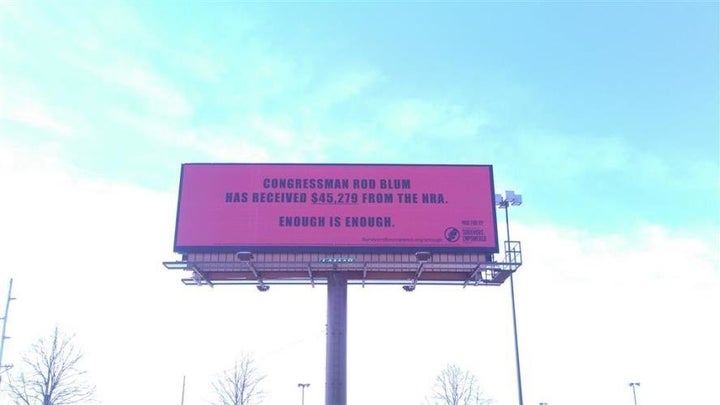 A billboard in Cedar Rapids, Iowa, calls out Rep. Rod Blum (R-Iowa).