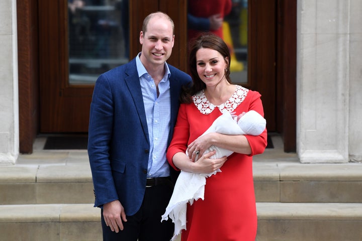 The Duke and Duchess of Cambridge leaving the Lindo Wing at St. Mary's Hospital on Monday.