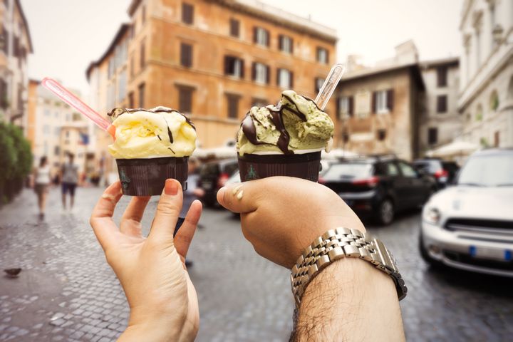 Rome's soup kitchens and shelters distribute about 3,000 servings of gelato on Monday.