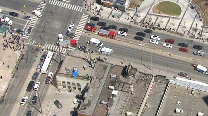 Aerial view of the scene of Monday's incident in central Toronto.