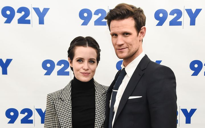 Matt Smith (R) with "The Crown" co-star Claire Foy. 