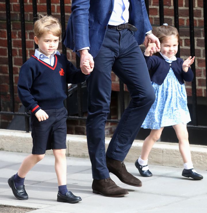 Prince George and Princess Charlotte on the way to meet their newest sibling. 