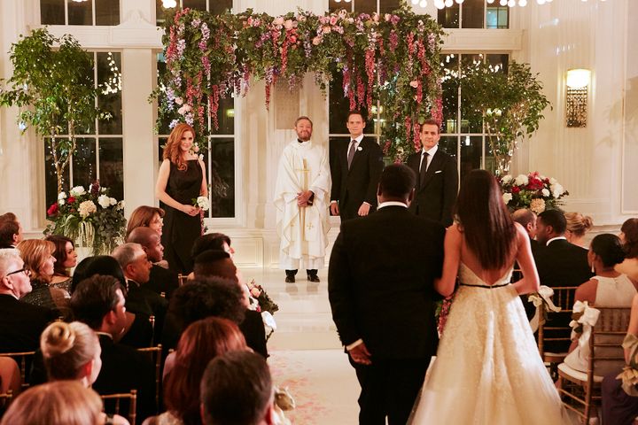 Meghan Markle's "Suits" character, Rachel Zane, will marry Patrick J. Adam's character, Mike Ross, on the Season 7 finale on Wednesday. This will be the <a href="http://ew.com/tv/2018/01/30/meghan-markle-and-patrick-j-adams-final-suits-episode-date-set/" target="_blank" role="link" class=" js-entry-link cet-external-link" data-vars-item-name="last episode for both characters" data-vars-item-type="text" data-vars-unit-name="5ad8f066e4b029ebe0224ae3" data-vars-unit-type="buzz_body" data-vars-target-content-id="http://ew.com/tv/2018/01/30/meghan-markle-and-patrick-j-adams-final-suits-episode-date-set/" data-vars-target-content-type="url" data-vars-type="web_external_link" data-vars-subunit-name="article_body" data-vars-subunit-type="component" data-vars-position-in-subunit="4">last episode for both characters</a>, as Markle is <a href="https://www.huffpost.com/entry/meghan-markle-leaving-acting_n_5a1d726fe4b071403b291a35" role="link" class=" js-entry-link cet-internal-link" data-vars-item-name="ending her acting career" data-vars-item-type="text" data-vars-unit-name="5ad8f066e4b029ebe0224ae3" data-vars-unit-type="buzz_body" data-vars-target-content-id="https://www.huffpost.com/entry/meghan-markle-leaving-acting_n_5a1d726fe4b071403b291a35" data-vars-target-content-type="buzz" data-vars-type="web_internal_link" data-vars-subunit-name="article_body" data-vars-subunit-type="component" data-vars-position-in-subunit="5">ending her acting career</a> and Adams is leaving the show.