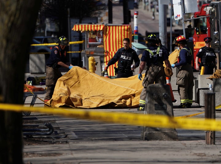 Police and first responders on the scene at Yonge Street in Toronto.