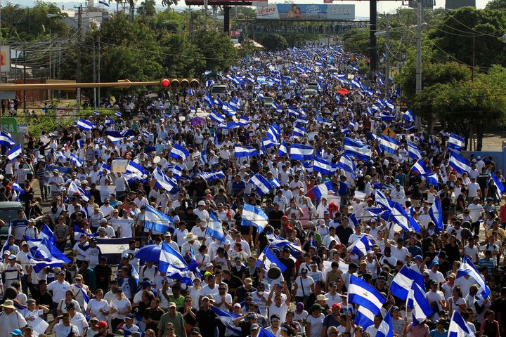 Demonstrators protested against police violence and the government of Nicaraguan President Daniel Ortega in Managua, Nicaragua this week.