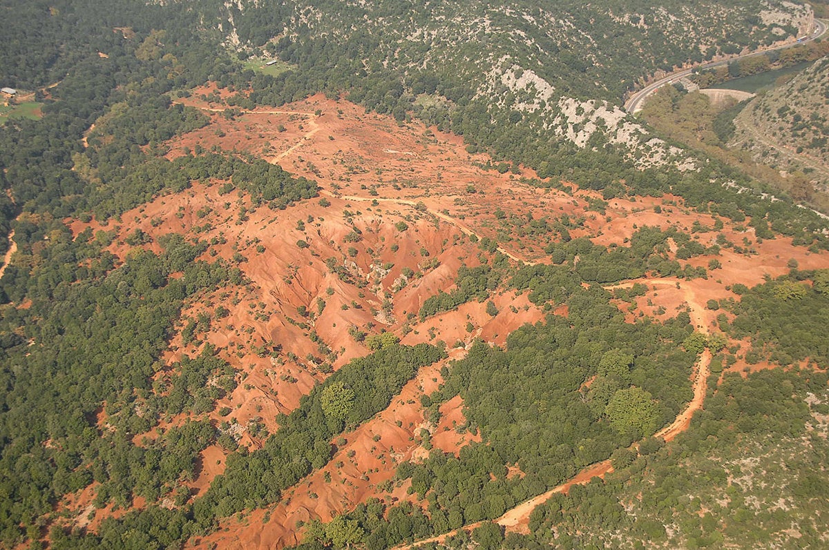 Αεροφωτογραφία Ρωμαϊκού υδραγωγείου θέση Κοκκινόπηλος.