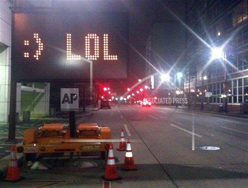 A prankster got hold of the programming system in the Texas Department of Transportation and wrote some wit onto this sign in