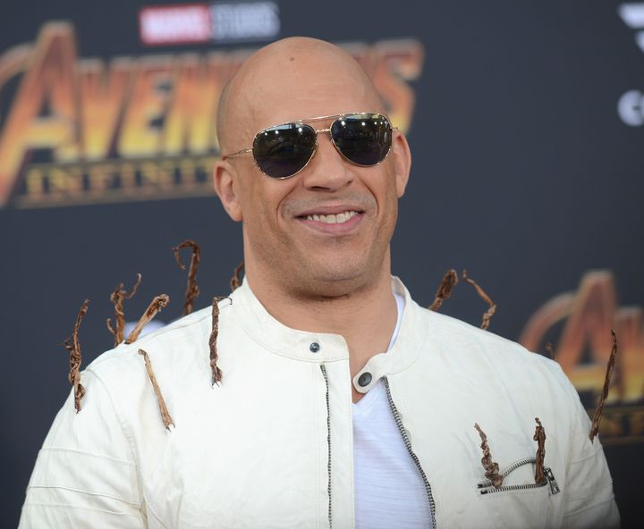 Vin Diesel arrives at the "Avengers: Infinity War" premiere.