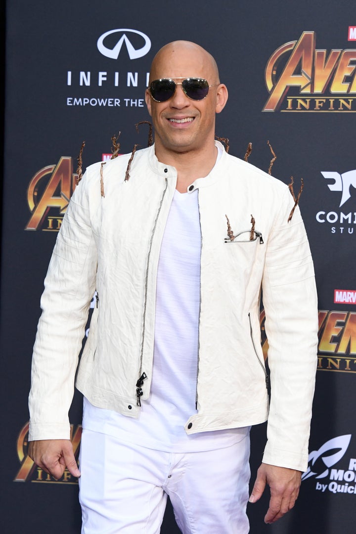 Vin Diesel arrives at the "Avengers: Infinity War" premiere.