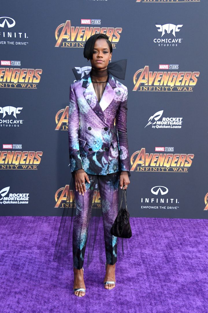 Letitia Wright attends the "Avengers: Infinity War" premiere.