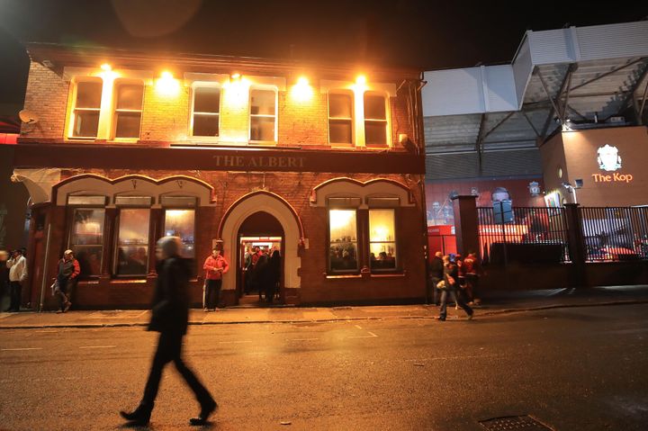 The Albert pub on Walton Breck Road after the match at Anfield.