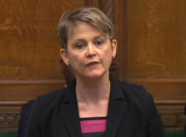 Yvette Cooper during PMQs