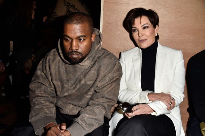 Kanye West and Kris Jenner attend the Givenchy show at Paris Fashion Week in 2016.