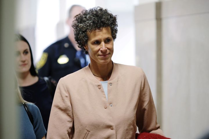 Andrea Constand arrives at the courthouse on the sixth day of Cosby's sexual assault retrial on April 16, 2018. 