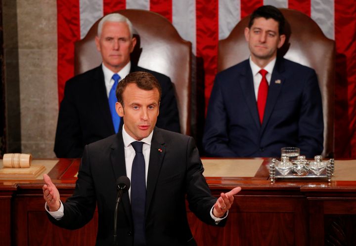 Emmanuel Macron addressing the US Congress on Wednesday