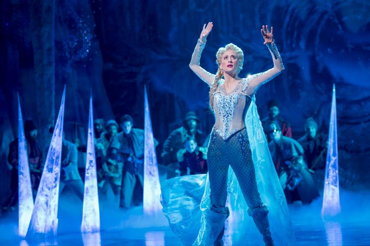 Broadway's Caissie Levy wears pants as Queen Elsa in "Frozen," which opened March 22 on Broadway. 