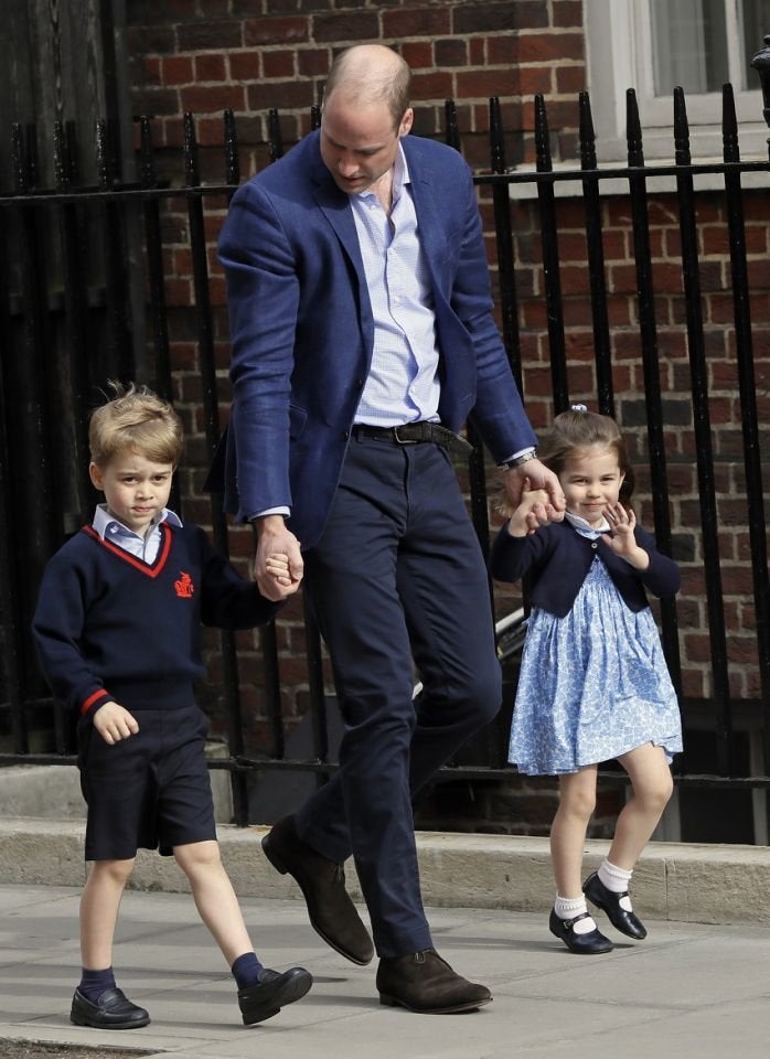 Prince William returns to St. Mary’s Hospital in London on Monday with Prince George and Princess Charlotte. 