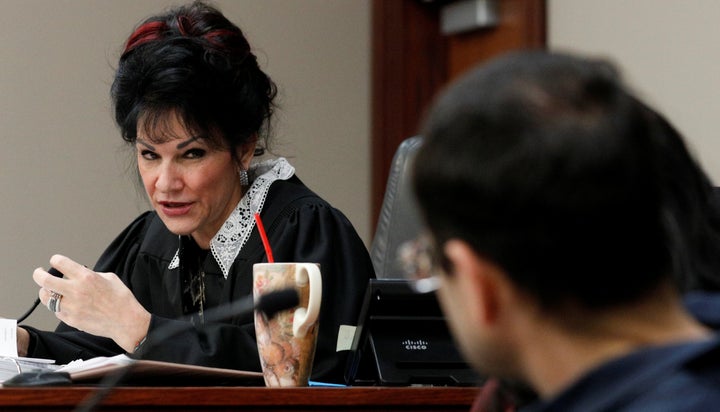 Circuit Court Judge Rosemarie Aquilina addresses Larry Nassar on Jan. 18, 2018, during his sentencing hearing in Lansing, Mic