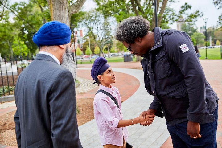 W. Kamau Bell photographed in Cambridge, Massachusetts, shooting an episode about Sikhism for the third season of "United Shades of America."