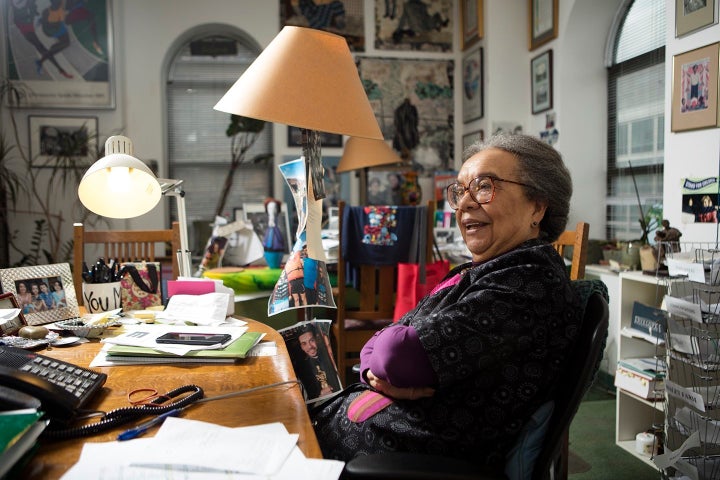 Among Wright Edelman's artifacts is a photo of her son Ezra with the Academy Award he won for the documentary "OJ: Made in Am