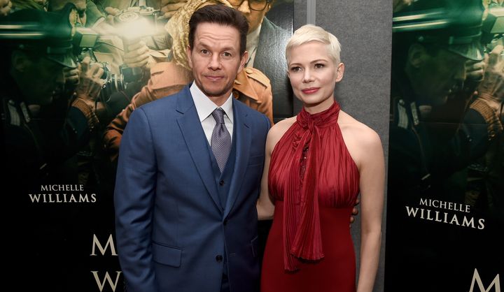 Wahlberg with "All The Money In The World" co-star Michelle Williams at the premiere on Dec. 18, 2017, in Beverly Hills, California. 