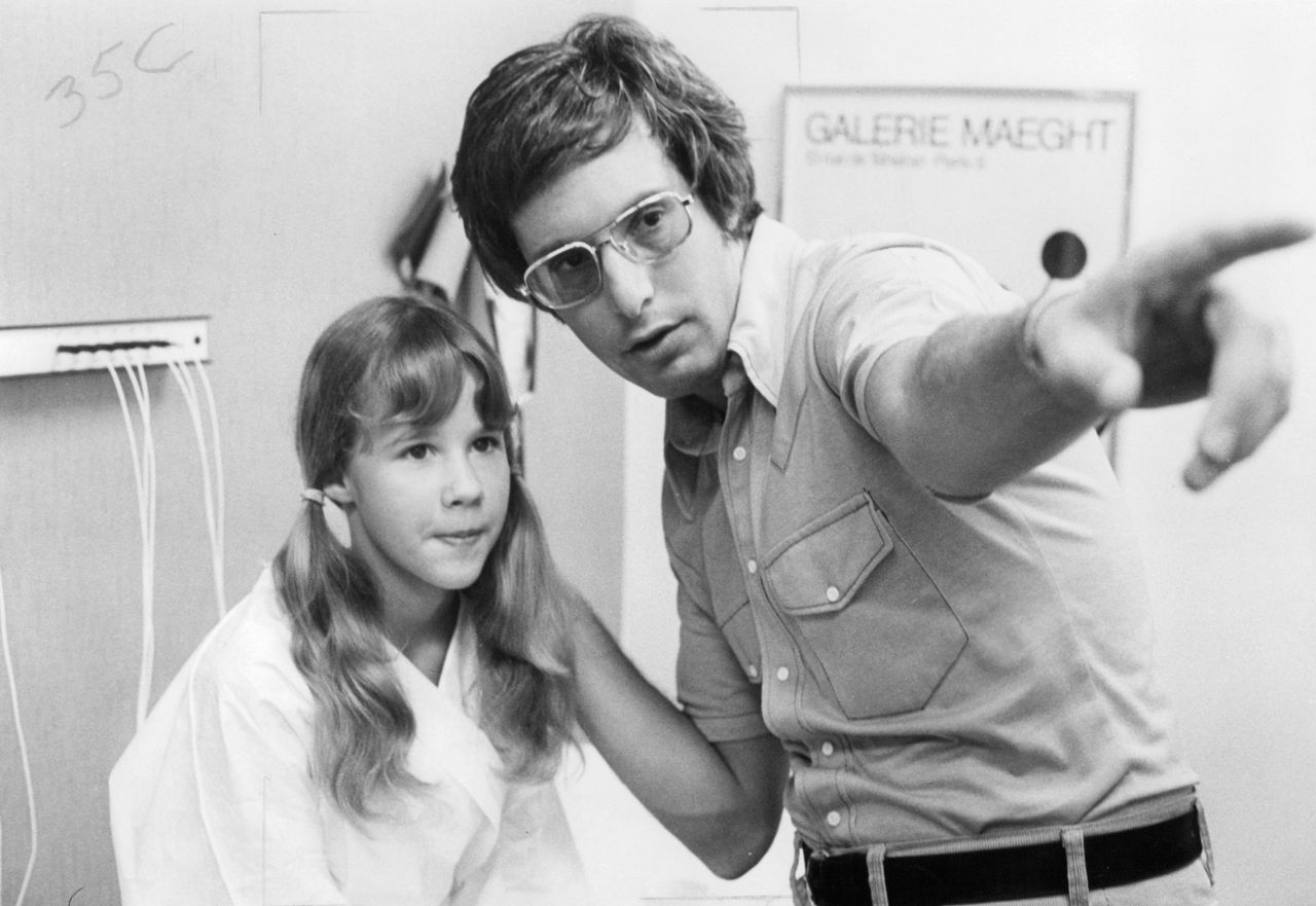 Linda Blair and William Friedkin on the set of "The Exorcist."