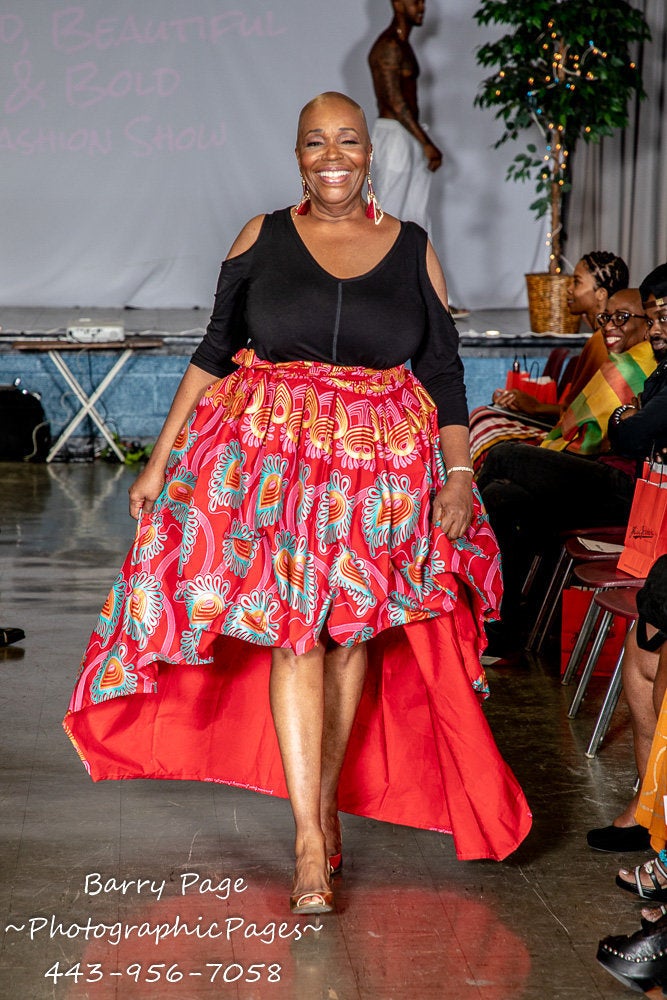 A model walks in Alyscia Cunningham's "I Am More Than My Hair" fashion show.