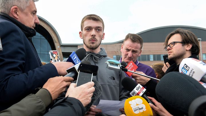 Tom Evans speaks to the media outside Liverpool's Alder Hey Children's Hospital.