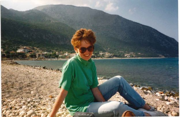 Sophie Gallagher's mother Angela, while on holiday with her father in 1990.