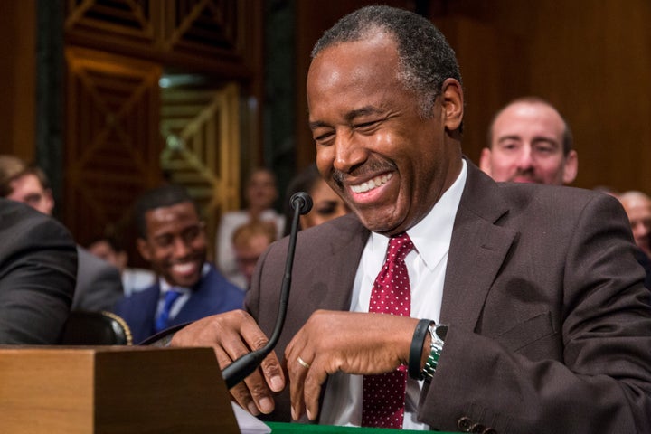 Ben Carson laughs, Jan. 12, 2017.