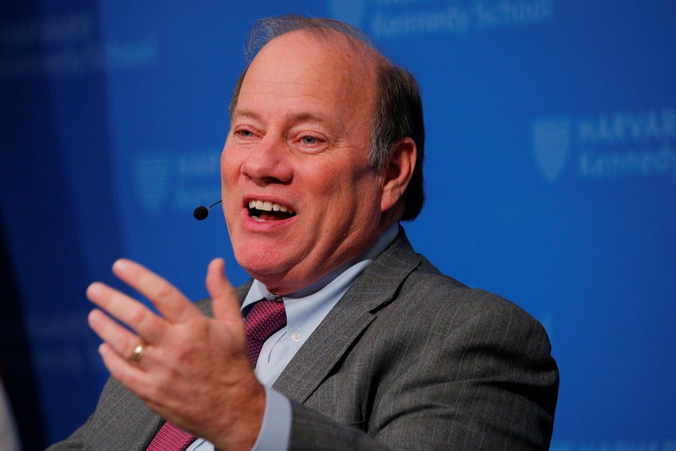 Detroit Mayor Mike Duggan speaks during a panel discussion about investing in Detroit at Harvard University.