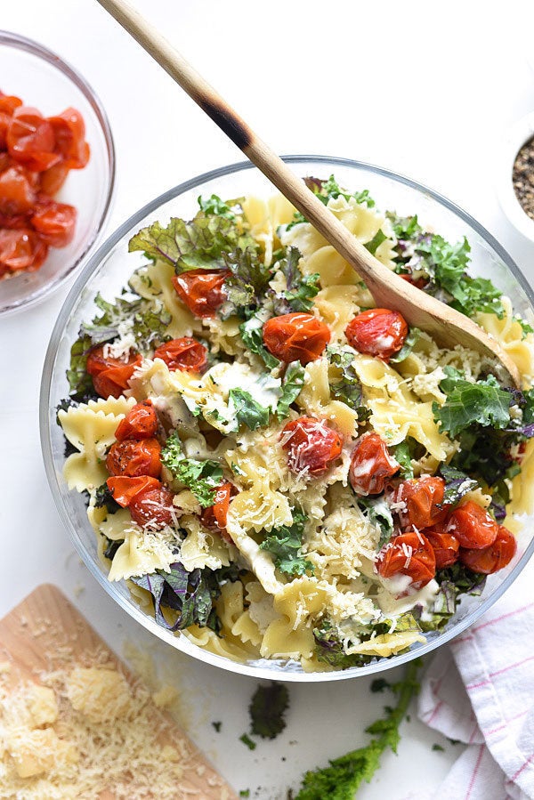 Kale Caesar Pasta Salad