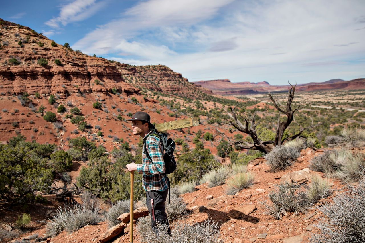 Chris D'Angelo, environmental reporter for HuffPost, walks through land that was formerly part of Bears Ears National Monument.