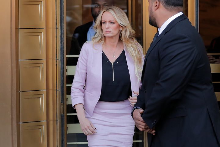 Adult-film actress Stephanie Clifford, also known as Stormy Daniels, departs federal court in the Manhattan borough of New York City, New York, U.S., April 16, 2018. 