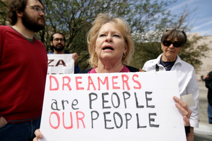 Members of the Border Network for Human Rights and Borders Dreamers and Youth Alliance protest March 5 outside of a federal courthouse in El Paso to demand that Congress pass a Dream Act.