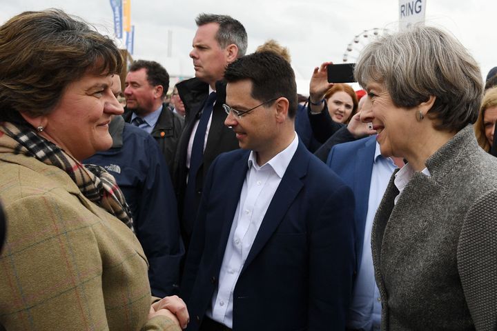 Prime Minister Theresa May and the then Northern Ireland Secretary James Brokenshire meet Democratic Unionist Party leader Arlene Foster in Lisburn 