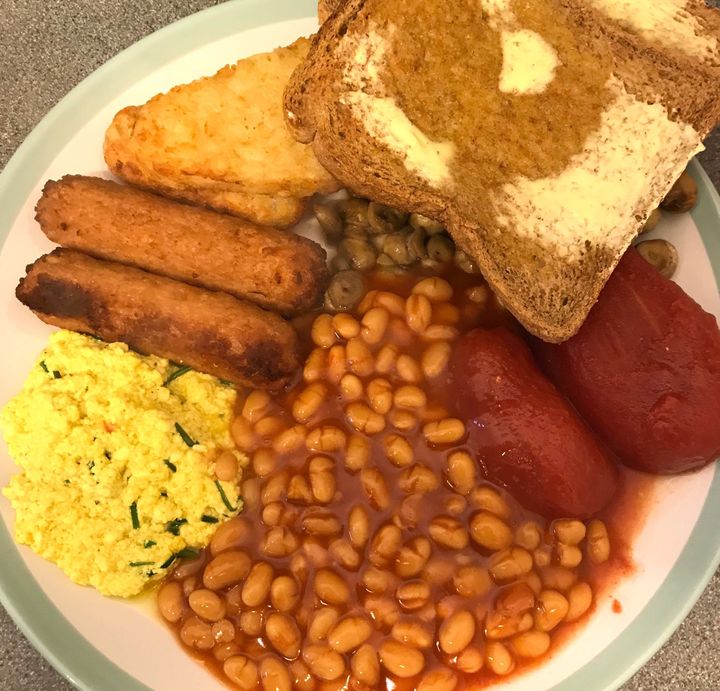 Shaun's vegan full English breakfast.